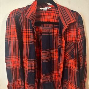 Old Navy Red and Black Checkered Men's Shirt